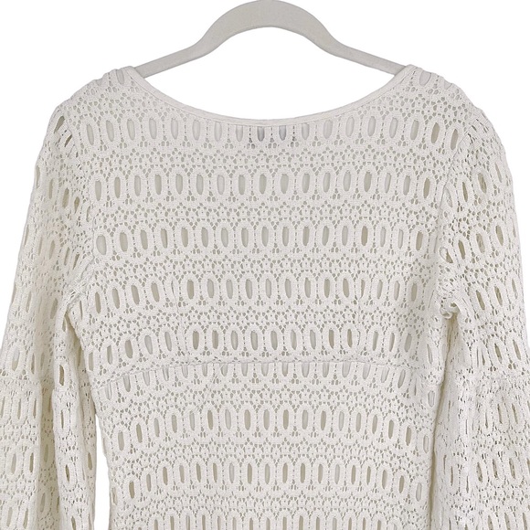 TRINA TURK Off White Cotton Eyelet Crochet Sheath Dress - Size 8 - Picture 6 of 14